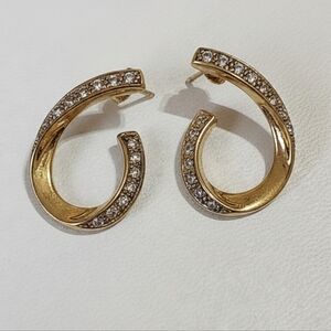 Vintage NF Thailand Gold Over Sterling Silver J Hoop Earrings
